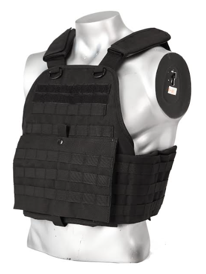 Body Armor AR500 Steel Plates Base Coating Bullet Proof Vest EXP BLK M-XL 10x12s